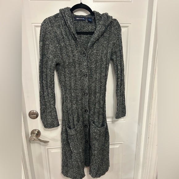 Gray Vintage (2000) Blue Asphalt Gray Duster Sweater - Picture 1 of 3